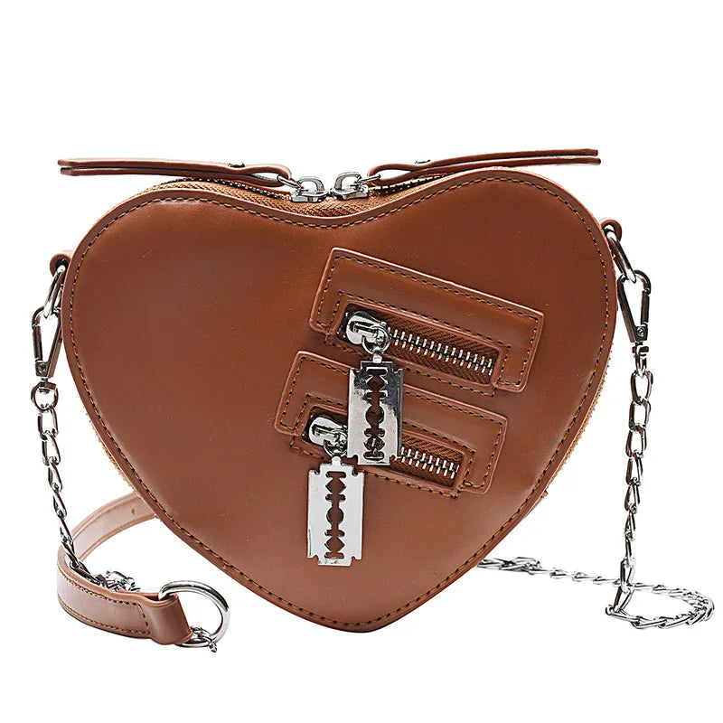 Luxury Designer Heart Shape Shoulder Bag | Top-Quality PU Leather Heart Handbag & Crossbody | Fashionable Gold Chain "Flap" Purse for Women Luxegan