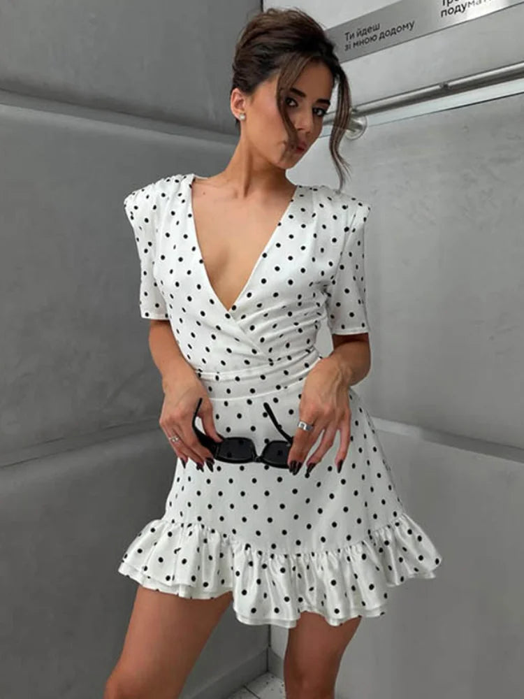Women's Printed V-Neck Fit & Flare Dress Luxegan