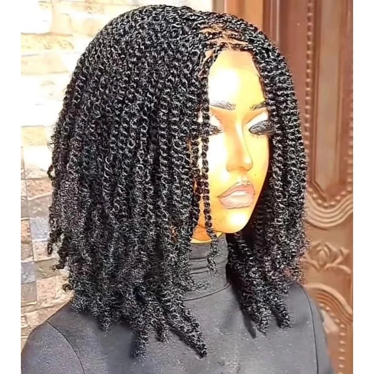 Kinky Twist Short Braided Wig | Sophisticated "Lightweight" Silhouette | Ready-to-Ship Closure Style Braided Lace Wig | "Dignified" High-Performance Kanekalon Fiber for Radiant Versatile Styling