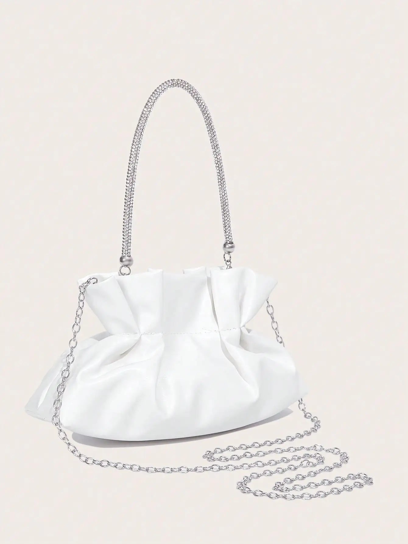 Women's Party Bag | White PU Fashion Elegant Clutch Bag & Gorgeous Shiny Dinner Bag Luxegan