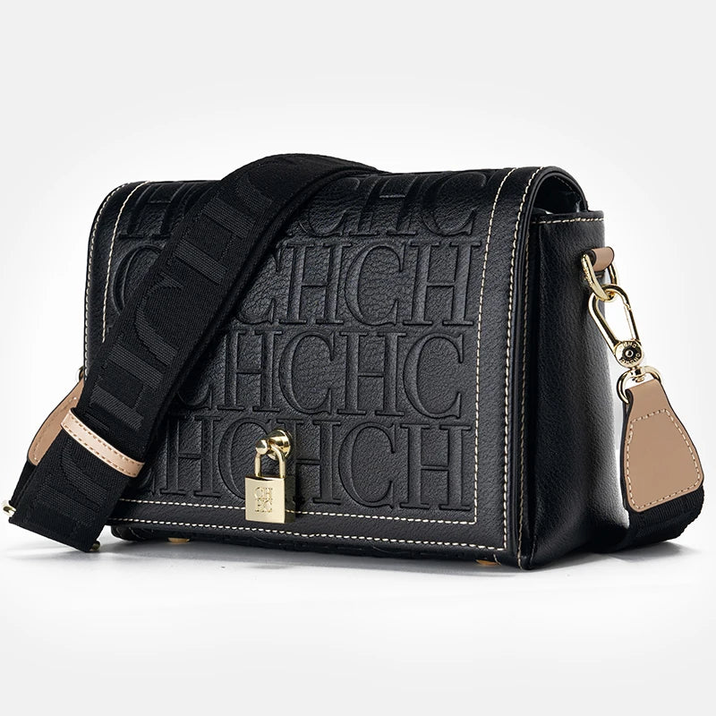 Elegant Letter Print Crossbody Bag | Niche Designer Satchel Luxegan