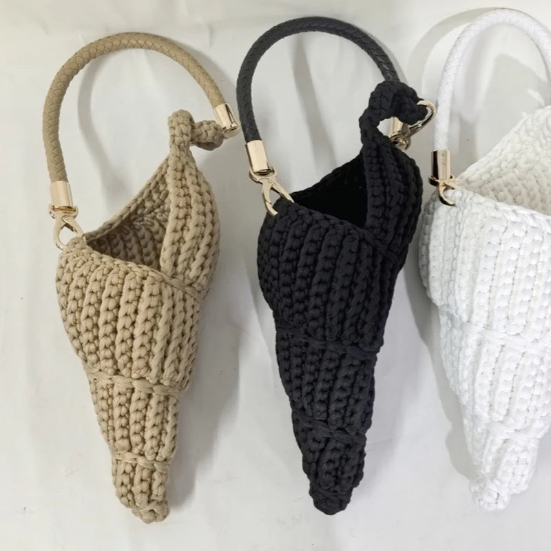 Hand-Woven Shell Bag | Luxury Pearl Chain Crossbody Purse Luxegan