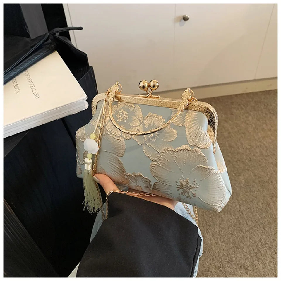 Chinese Style Embroidered Shoulder Bag | Retro Small Square Handbag & Luxury Evening Clutch Luxegan