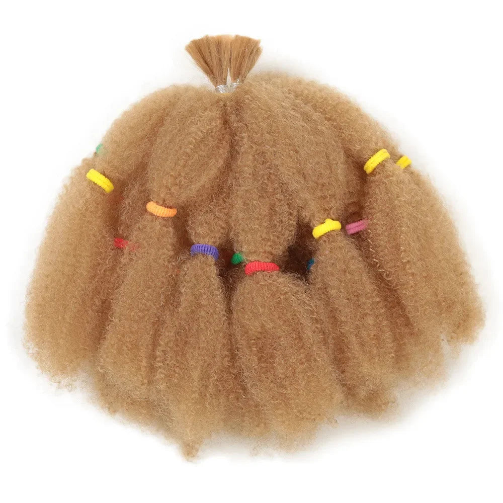 12 Inch Pre-Fluffied Afro Kinky Twist Braiding Hair | Synthetic Bulk Hair Extensions Ombre Colors - view 12