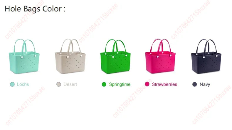 Large EVA Beach Basket Tote | Waterproof Summer Picnic Handbag | Hollow Out Rubber Shoulder Bag with Pouch | Unisex Lightweight Shopping Basket for Beach & Pool Luxegan