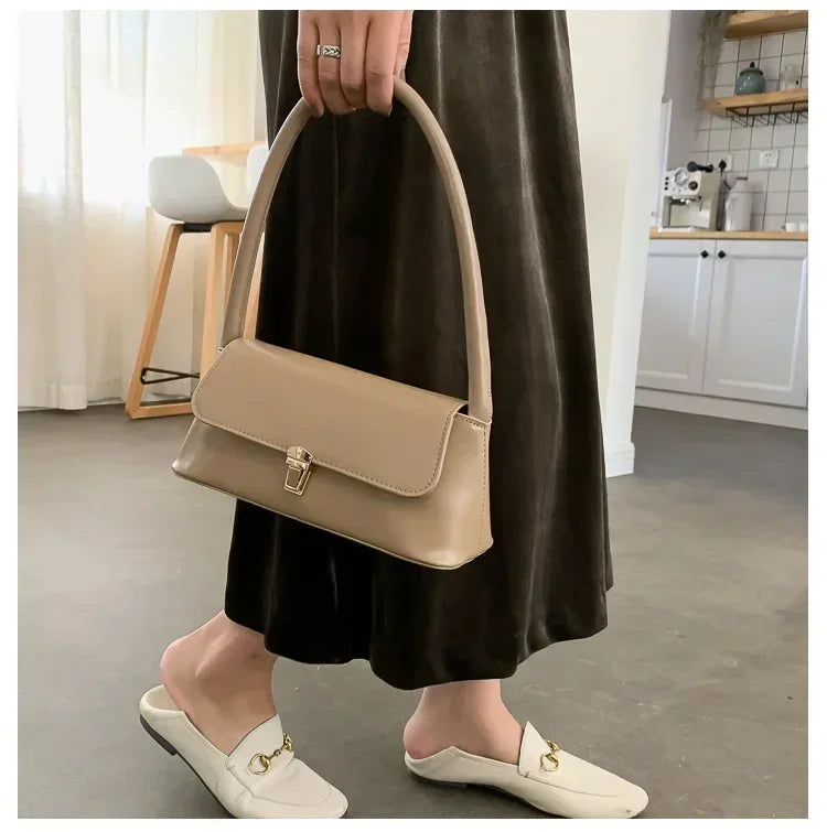 PU Leather Solid Saddle Bag | Soft Luxury Design Underarm Shoulder Bag Luxegan