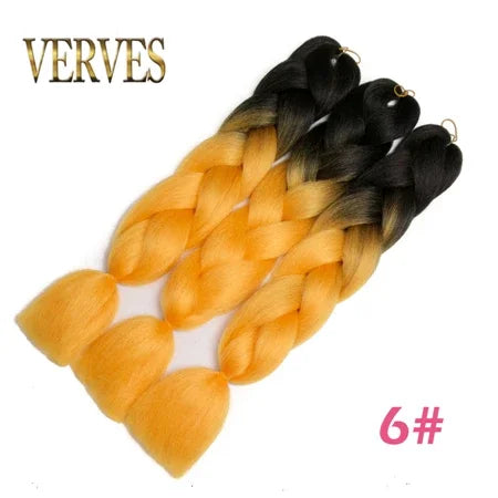 Synthetic Jumbo Braid Kanekalon Braiding Hair 24in | Ombre & Solid Colors | 100g