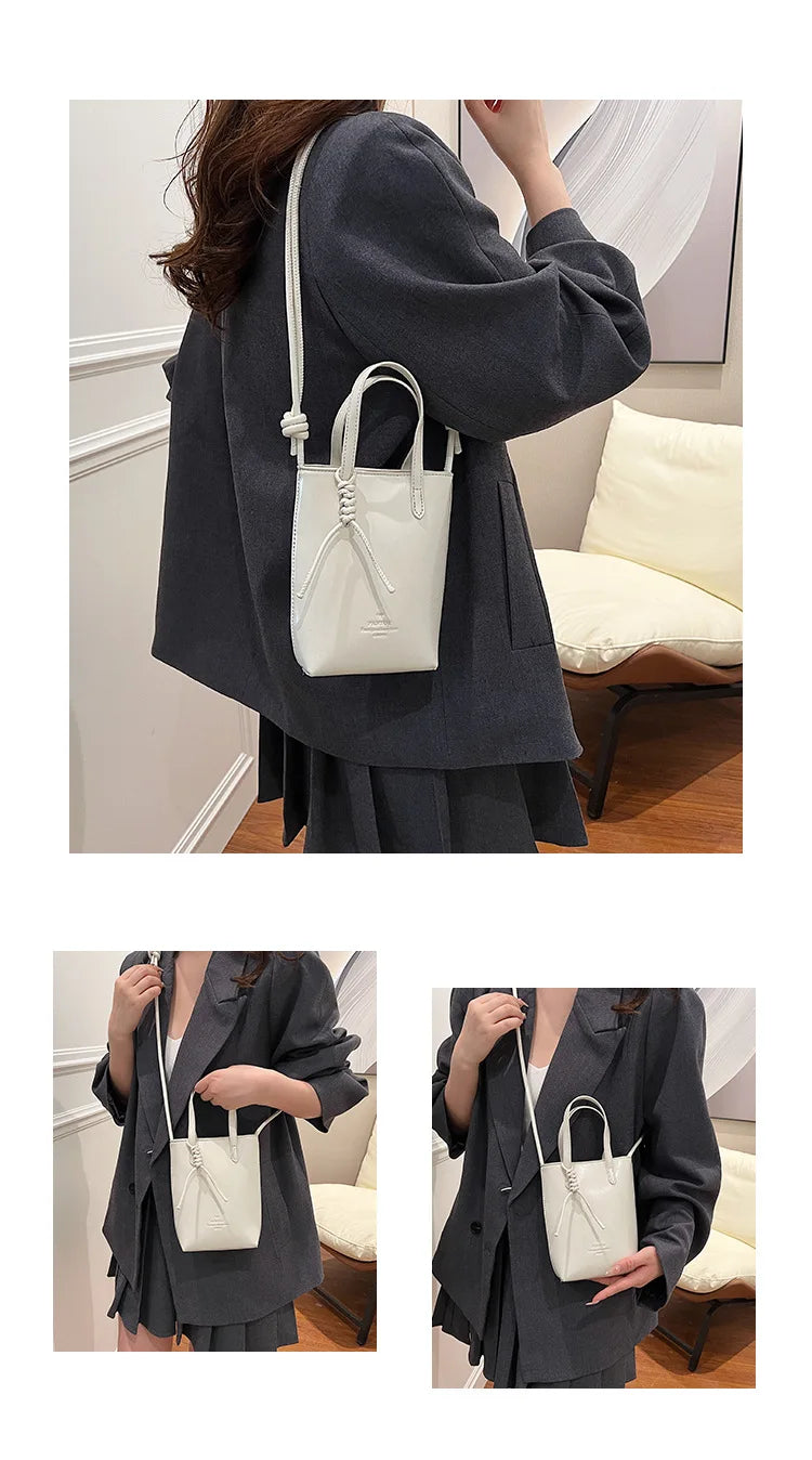 Leather Mini Crossbody Bag for Women | New Korean Fashion Luxury Shoulder Bag & Simple Retro Handbag Luxegan