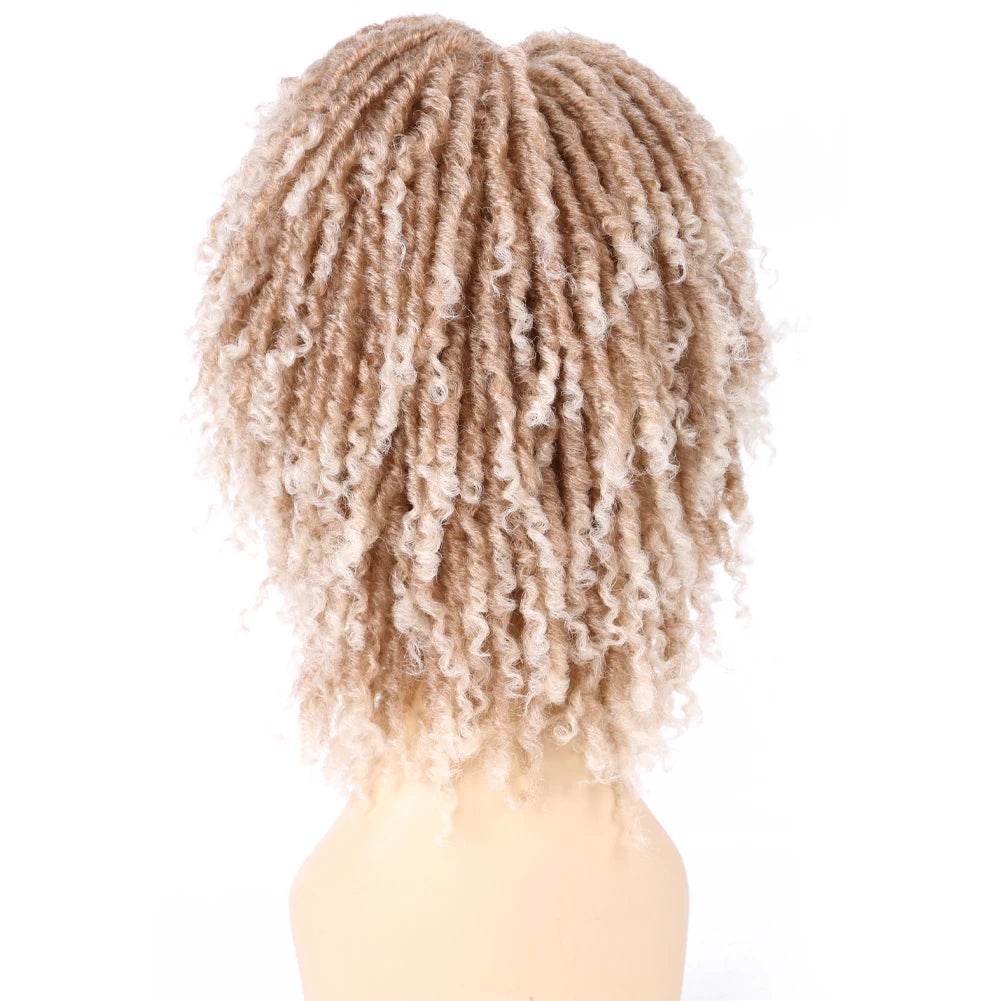 Short Dreadlock Wig for Black Women Afro Curly Twist Wigs Synthetic Heat Resistant Breathable Faux Locs Braids Hair Wigs Luxegan