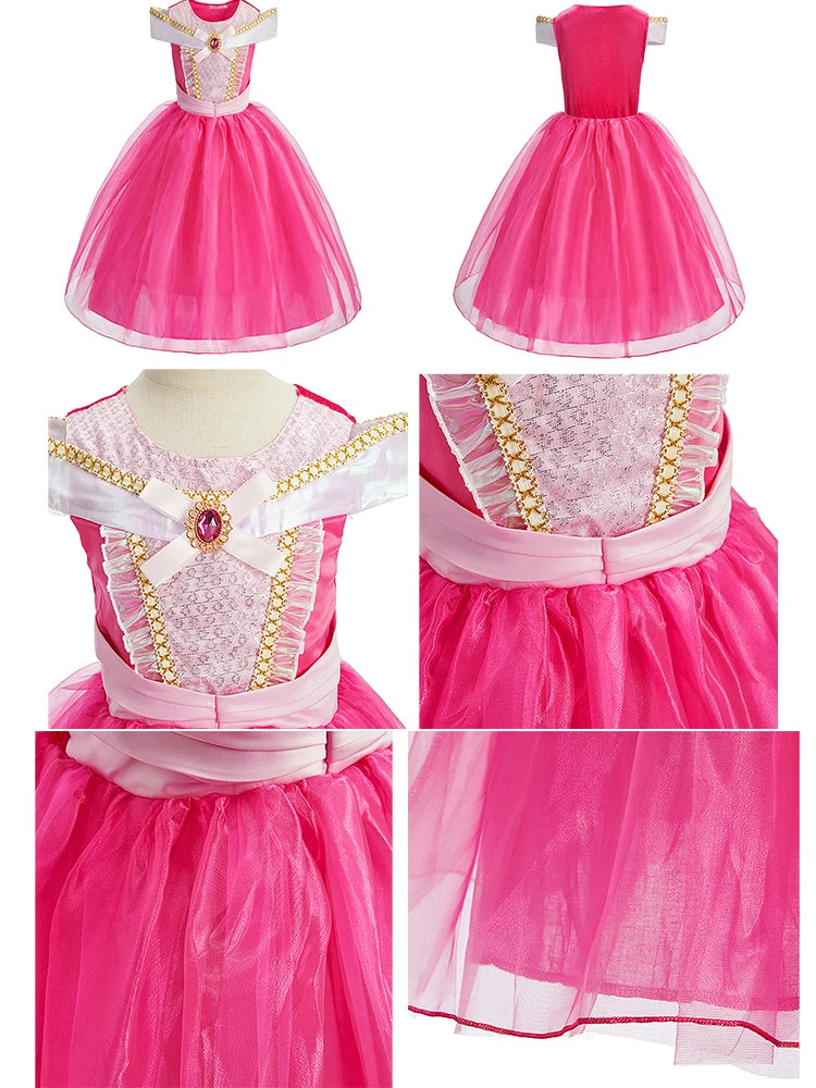 Little Girls Summer Cinderella Dance Sequin Clothing Kids Birthday Fancy Maxi Princess Style Cosplay Dress Long Sleeve Ball Gown
