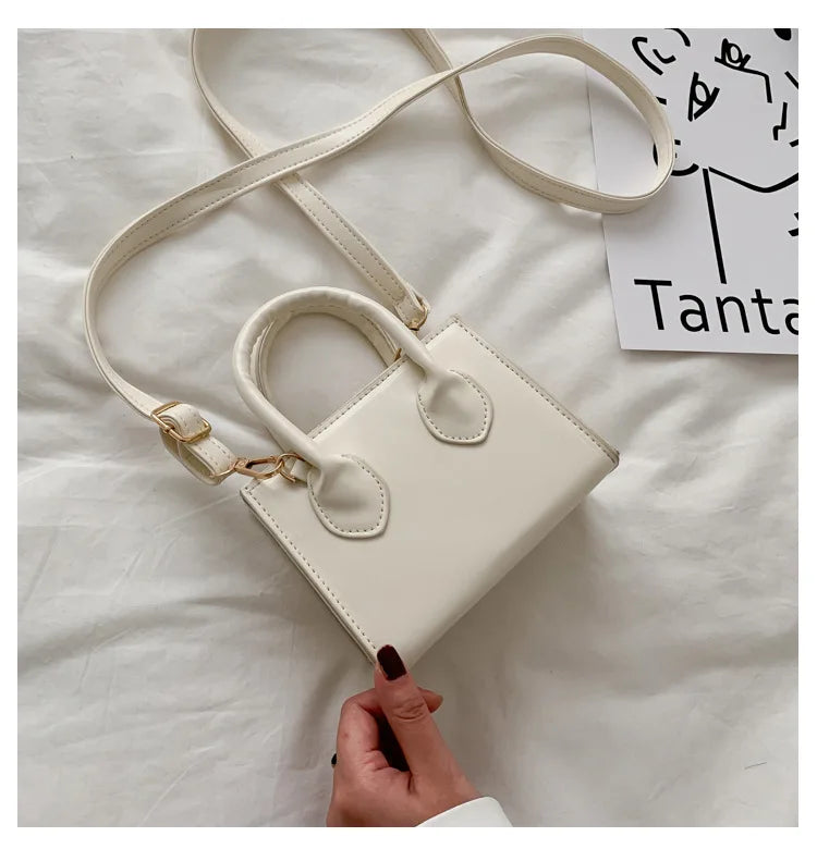 New Popular Retro Mini Handbag | Sophisticated Small Square Messenger Bag | Literary Inspired Vertical Shoulder Bag | Fashion-Forward Soft PU Leather Daily Satchel with Synthetic Leather Lining Luxegan
