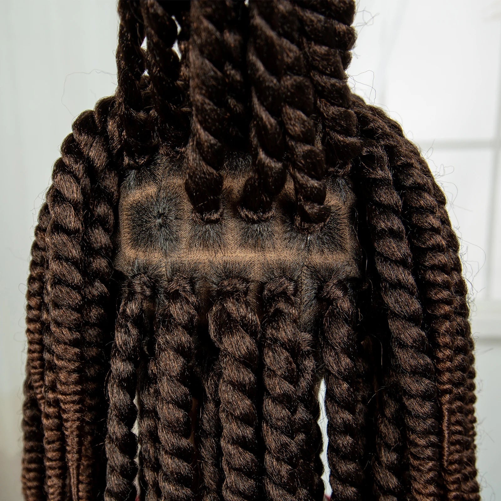 16" Knotless Box Twist Braids Wig | Full Lace | Baby Hair Luxegan