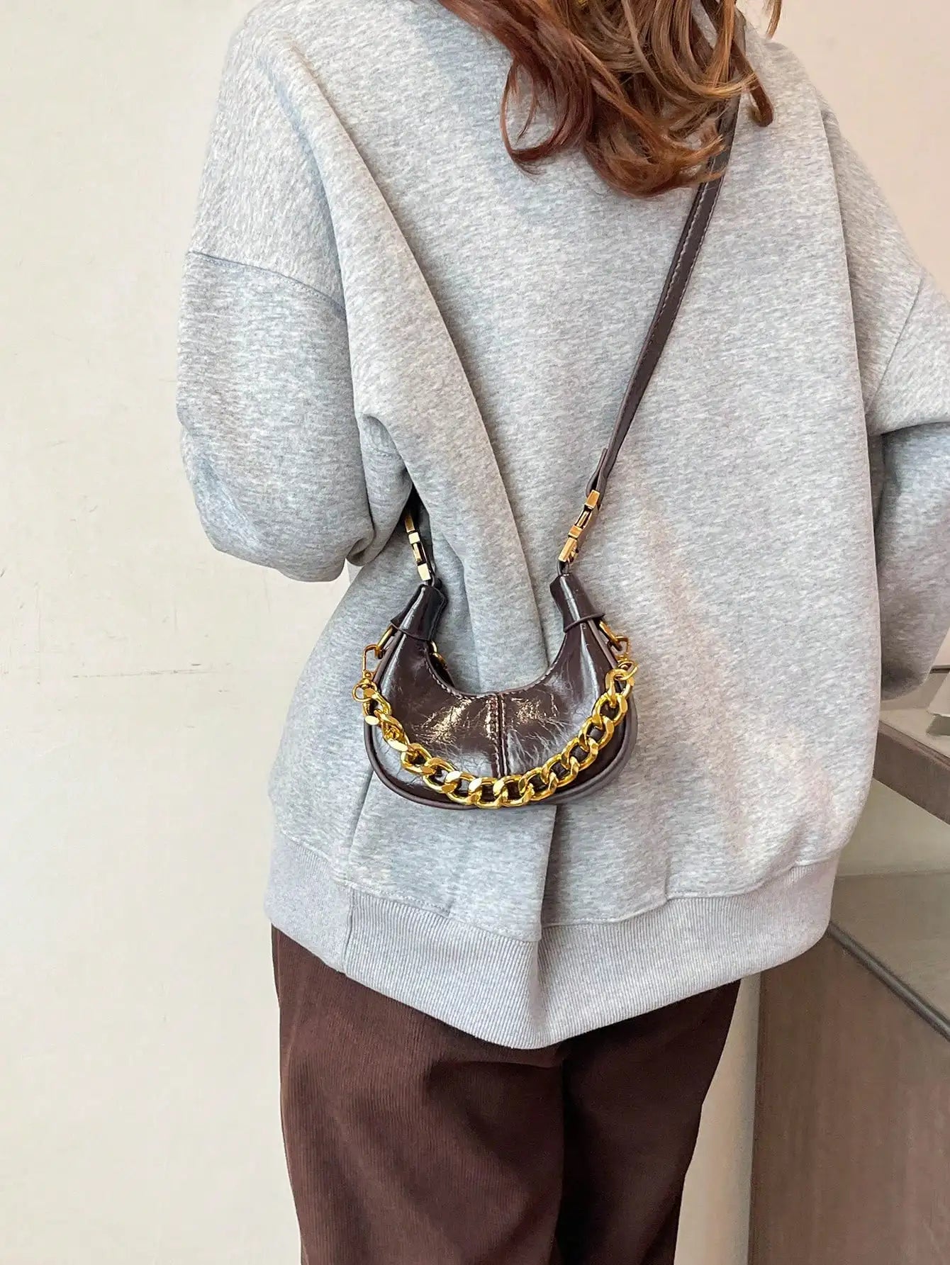 Elegant Hobo Top Handle Bag | Small Minimalist Chain Shoulder Purse Luxegan