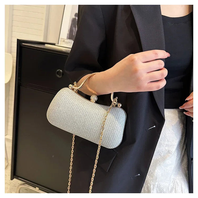 Elegant Chain Evening Dinner Bag | Vintage Shell Shoulder Bag for Women | Fashionable Top-Handle Satchel | Chic PU Leather Underarm Crossbody Bag Luxegan