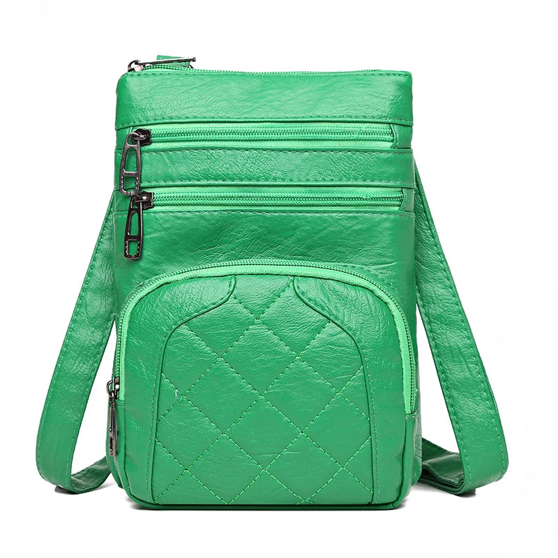 Ladies' Soft Leather Mobile Phone Bag | Luxury Designer Layered Messenger Bag | Minimalist "Mailman" Shoulder Wallet & Clutch Luxegan