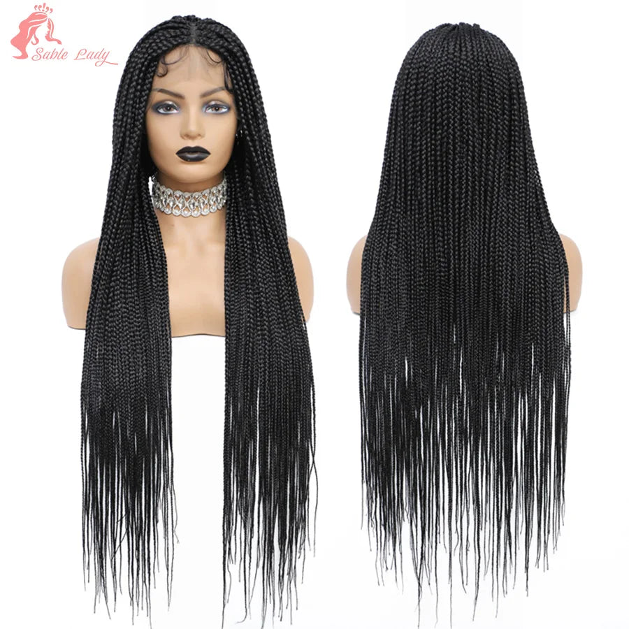36 Inch Goddess Knotless Box Braids Cornrow Wig | 360 Full Lace