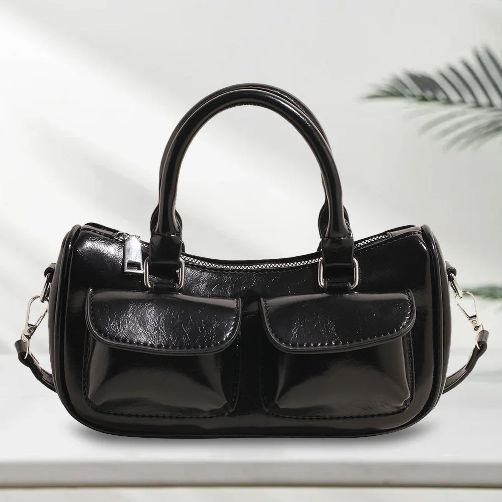 Women’s Small Top Handle Handbag | Premium PU Leather Adjustable Strap Crossbody Bag | Solid Color Casual Tote with Inner Zipper Pocket | Versatile Work & Travel Purse Luxegan