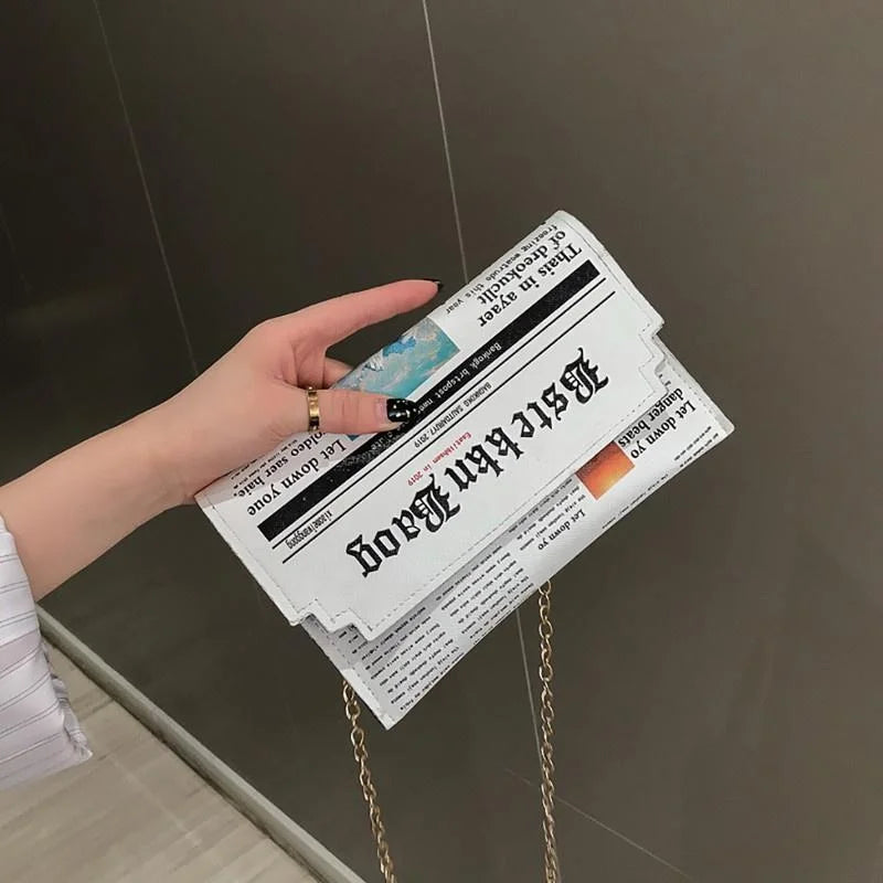 Women's Newspaper Messenger Bag | Shoulder Bag Personality Fashion Small Square Bag Luxegan