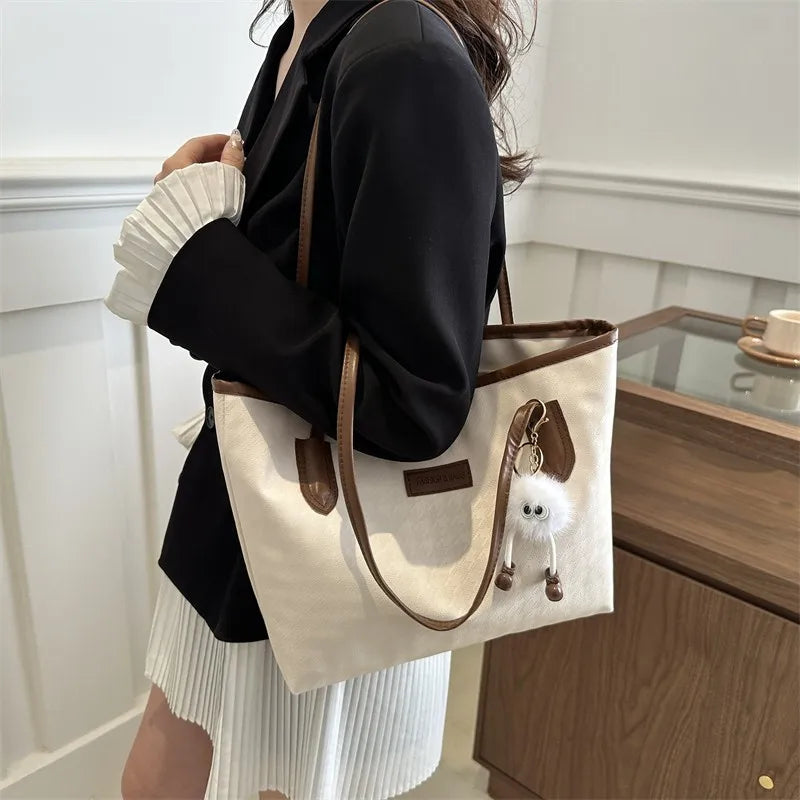 Retro Bag New Fashion Commuter Shoulder Bag | Large Capacity PU Leather Handbag (Casual Tote, Popular Gift, All Seasons) Luxegan