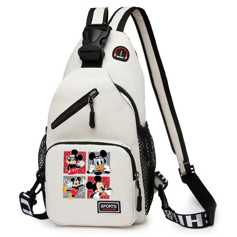 Mickey Minnie Mouse Cartoon Shoulder Bag | Unisex Multi-functional Oxford Fabric Backpack & Casual Chest Business Travel Pack Luxegan