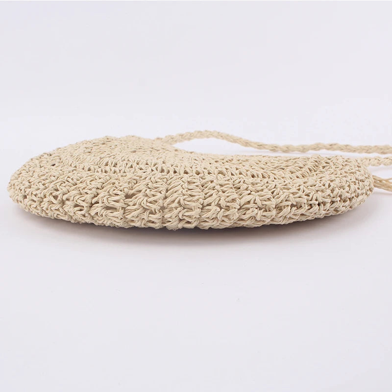 Round Soft Paper Rope Shoulder Bag | Tassel Summer Beach Handmade Crossbody Bag Luxegan