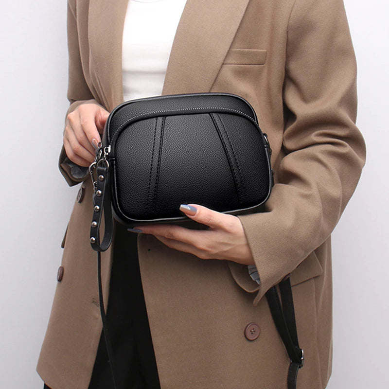 Fashionable Rivet-Accent Mobile Phone Bag | Sophisticated Solid-Color Shell Handbag | Elegant Soft PU Leather Crossbody | "Dignified" Small Square Purse for Versatile Daily Styling Luxegan