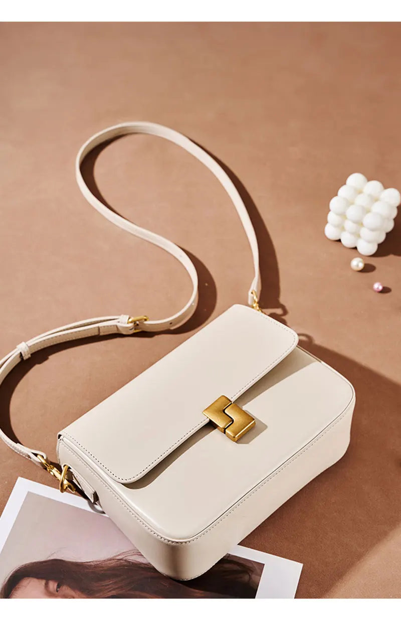 New Fashion Women's Genuine Leather Small Square Bag | Versatile Commuting Crossbody Shoulder Handbag Luxegan