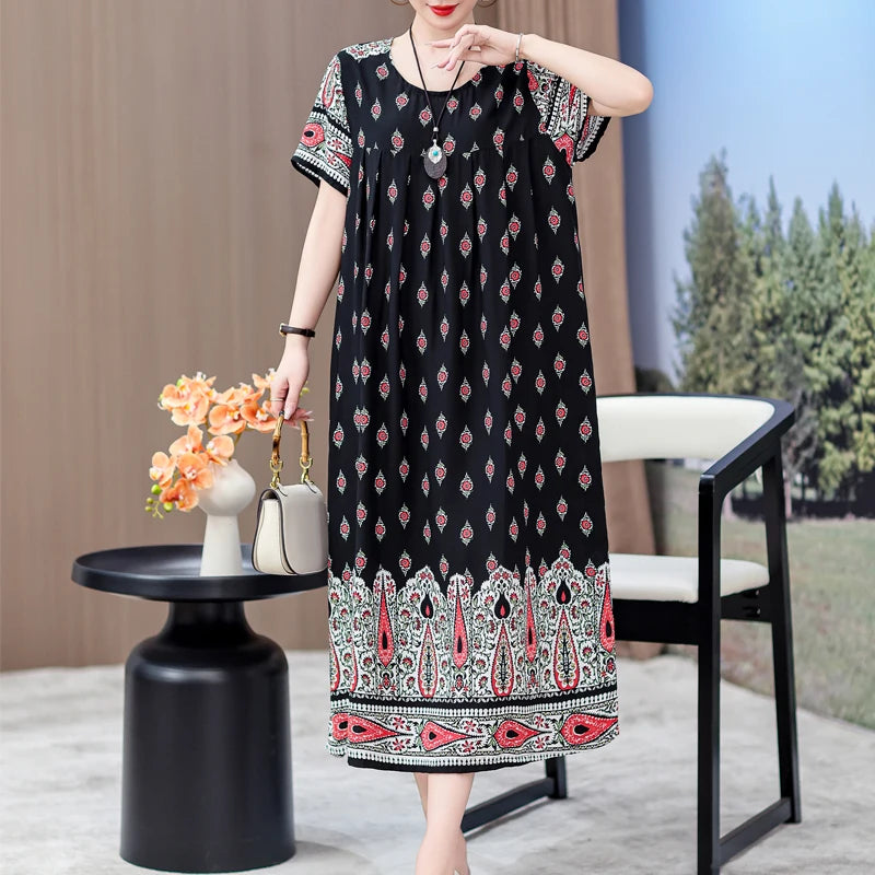 New 2025 Women Dress Female Casual short Sleeve cotton Dresses loose solid Vintage Sweet Clothing Vestidos  vestido verano