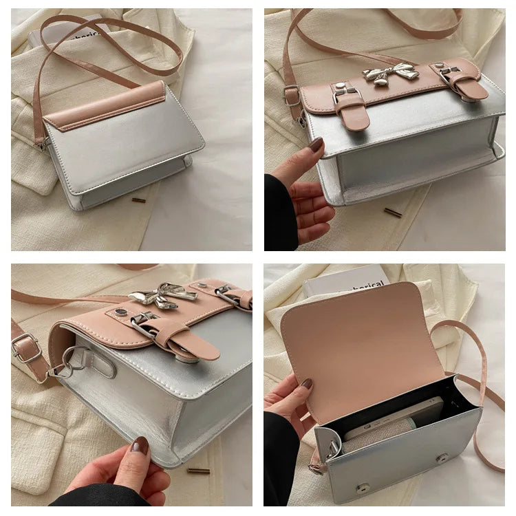 Fashion Square Small Crossbody Bags | Bowknot Decor Flap Shoulder Bag (For Summer Travel & Daily Use) Luxegan