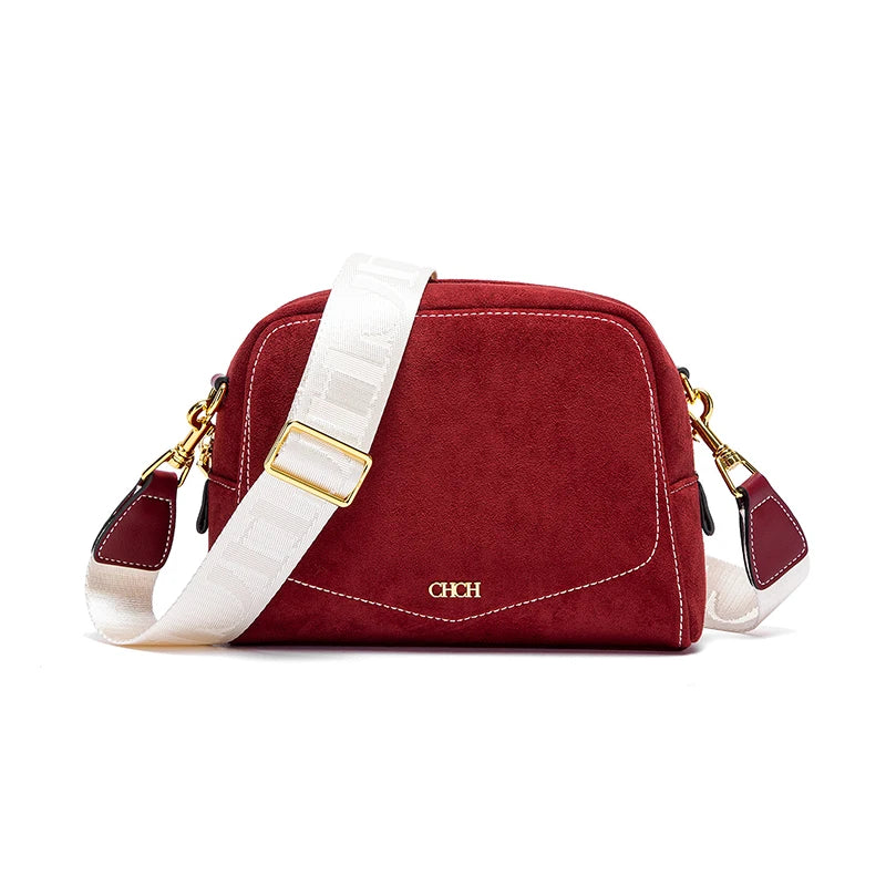 Women's Crossbody Bag Autumn/Winter Collection | Anti-Velvet Wine Red Shoulder Bag (Square Tote Christmas Gift) Luxegan