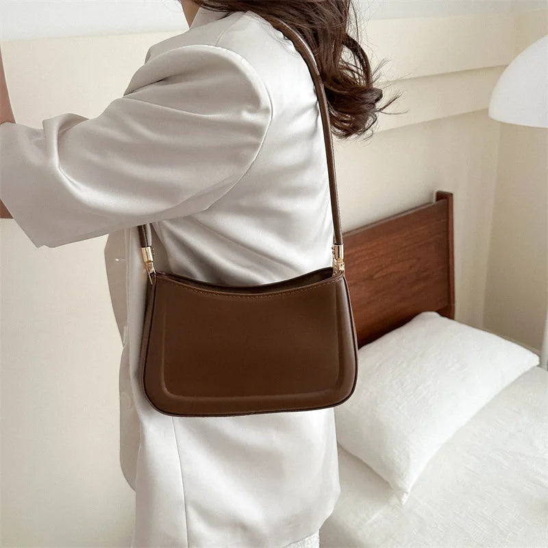 New Trendy Fashion Retro Solid Color Texture Underarm Bag | Popular Casual Simple Women's Small Square Handbag (Bolsos De Señora) Luxegan