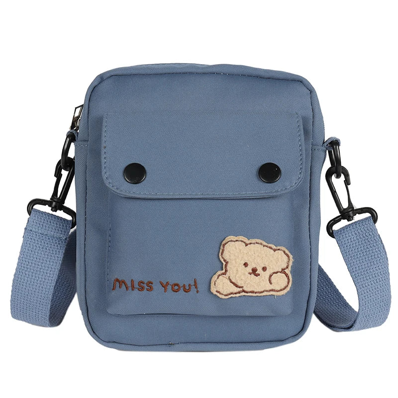 Cute Bear Nylon Bag | Preppy Mini Crossbody & Shoulder Purse Luxegan