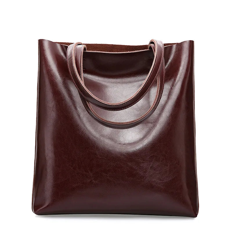 Real Genuine Leather Women's Shoulder Bags | Large Capacity Female Fashion Office Retro Handbag (Cow Leather, Big Bags for Women) Luxegan