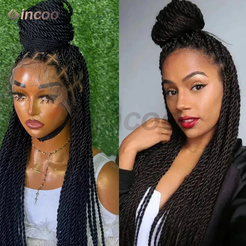 26-40 Inch Senegalese Twist Box Braid Wig | Full Lace | Faux Locs