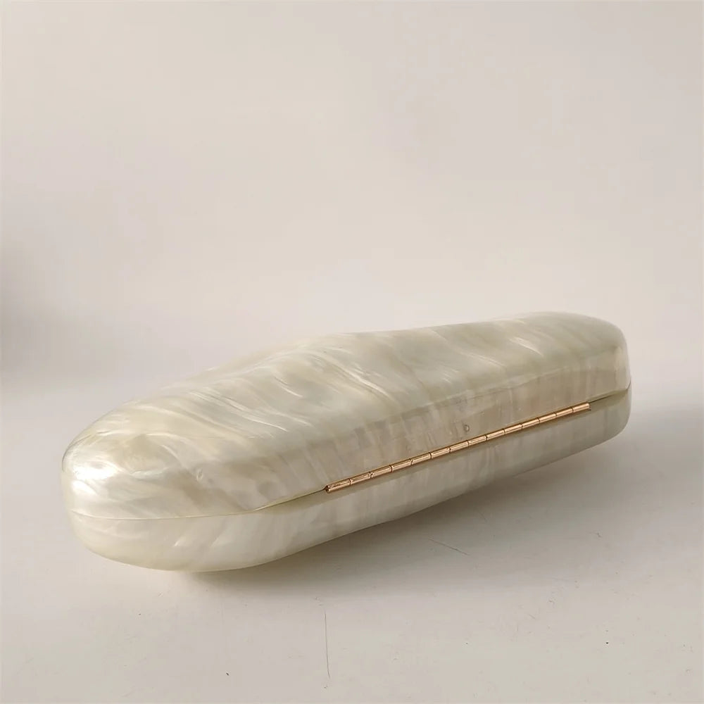 Luxury Ivory Acrylic Shell Purse | Sophisticated "Box Handbag" Silhouette | Elegant Beige Handmade Evening Bag | "Dignified" High-Performance European American Fashion Essential for Radiant Versatile Styling Luxegan