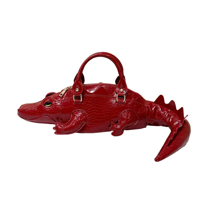 Creative Crocodile-Shaped High-Quality Handbag | Fashionable Microfiber Leather Messenger Bag | Personality Special-Shaped Baguette Shoulder Bag for Women Luxegan