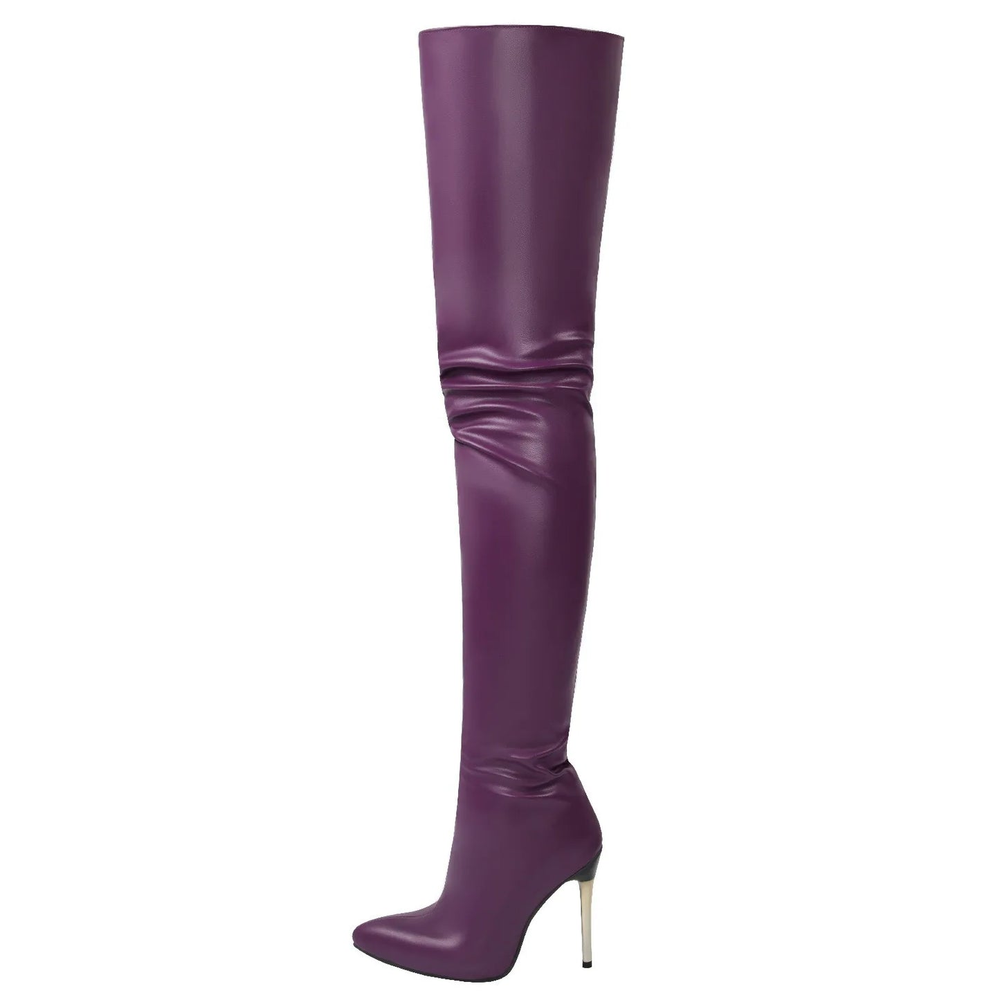 Patent Leather Over-the-Knee Stilettos | Sophisticated Super High Heel Thigh-High Boots | Elegant "Handmade Modern" Silhouette | "Dignified" Sexy Pointed Toe Winter Boots for Radiant Versatile Styling Luxegan