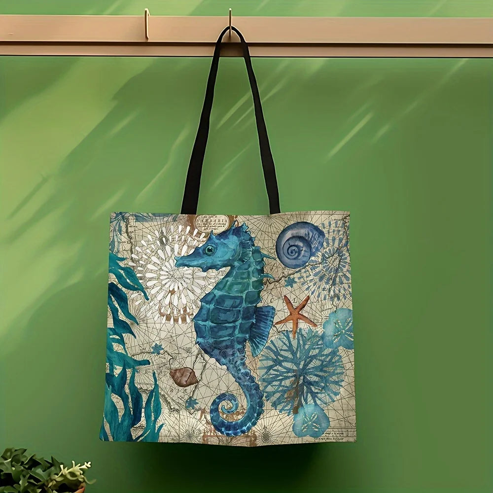 Rustic Sloth Print Tote Bag | Sophisticated Large Capacity Shoulder Shopping Bag | Elegant Reusable Travel & Beach Handbag | "Dignified" Square Polyester Purse for Eco-Conscious Daily Styling Luxegan