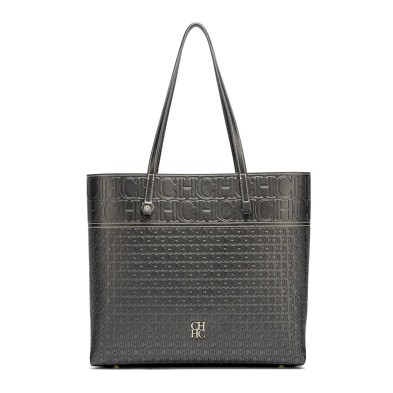 Letter Pattern PVC Tote Bag | Large Capacity Elegant Shoulder Bag Luxegan