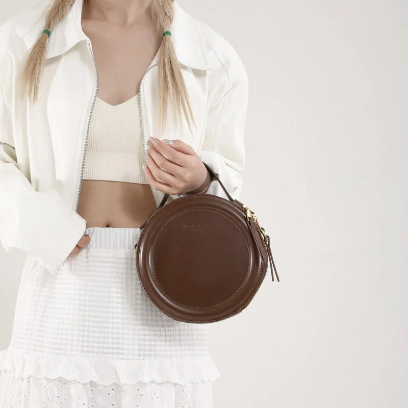 Round Crossbody Bags for Women | High Quality PU Leather Designer Shoulder Bag & Female Clutch Purse (Solid, Soft) Luxegan