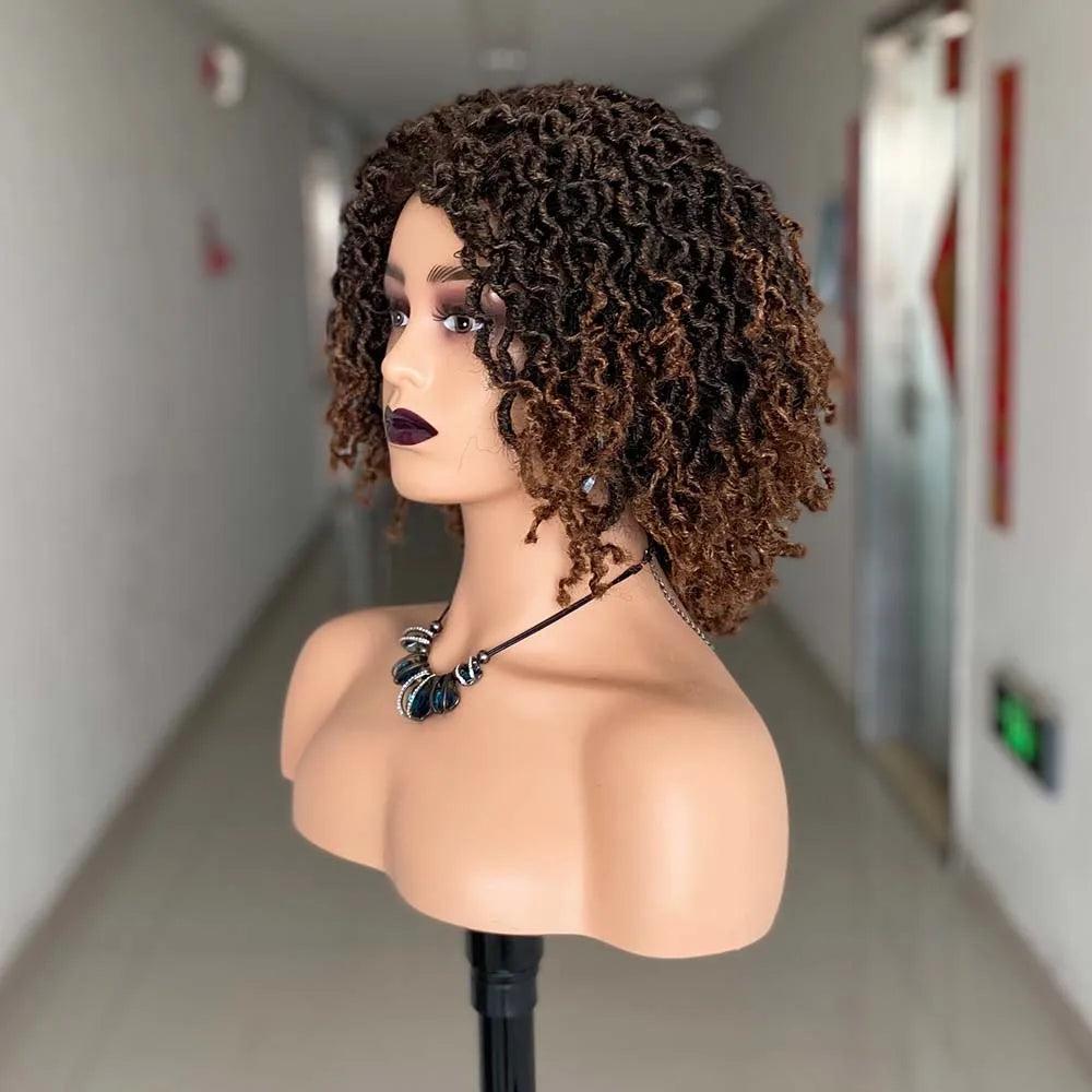 Afro Curly Faux Locs Dreadlock Wig | Crochet Cap | 4 Colours