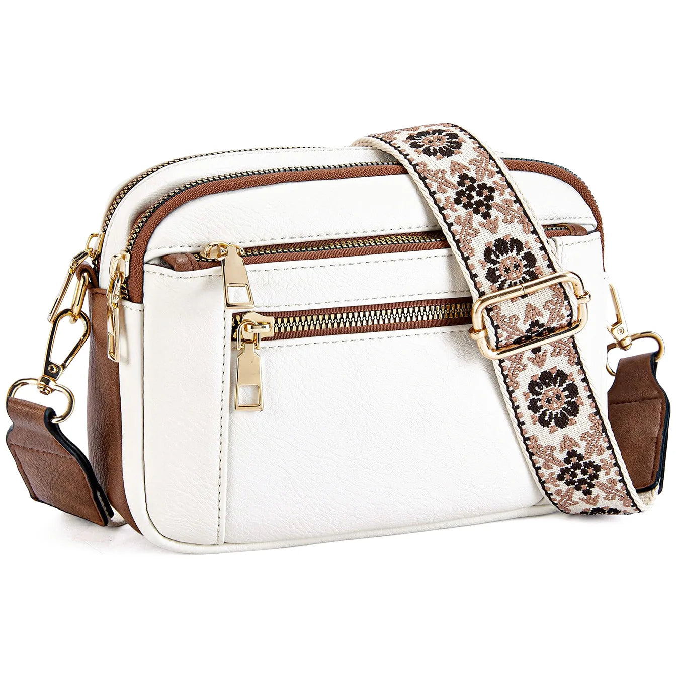 Stylish Wide Strap Leather Crossbody Bag | Color-Matching & Small Square Shoulder Bag Luxegan