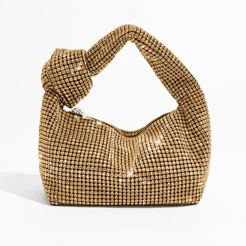 Handle Rhinestones Knot Evening Bag | Crystal Top Handle Bag & Luxury Designer Tote Luxegan