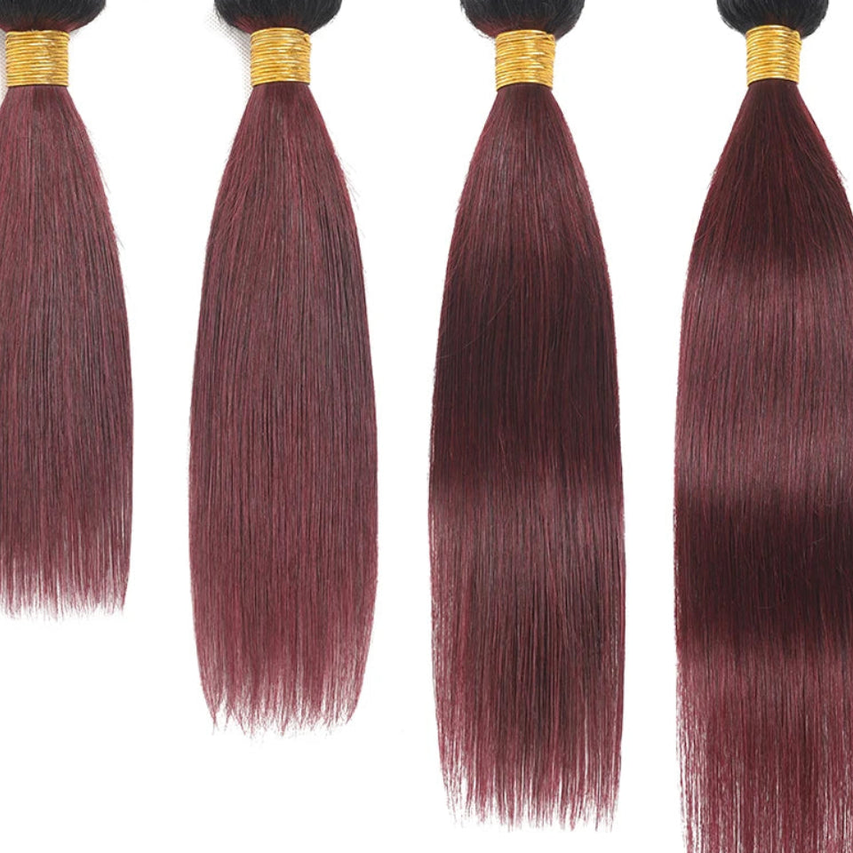 Brazilian Virgin Straight Hair Bundles – 1B/99J Burgundy Red 12A Grade 100% Human Hair Weave (1 - view 5