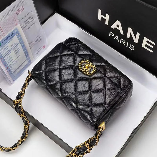 Women’s Double Ring Fashion Crossbody Bag | Genuine Leather Feel Chain Strap Shoulder Bag | Trendy Underarm Square Sling (BC2-1) Luxegan