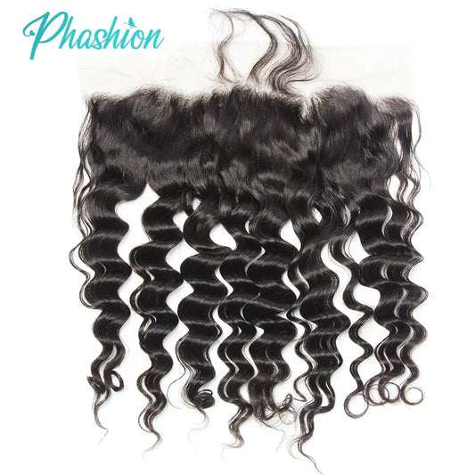 Phashion Loose Deep Wave 4×4 13x4 Lace Frontal HD Transparent Swiss Closure Pre Plucked Brazilian Remy Human Hair For  Women