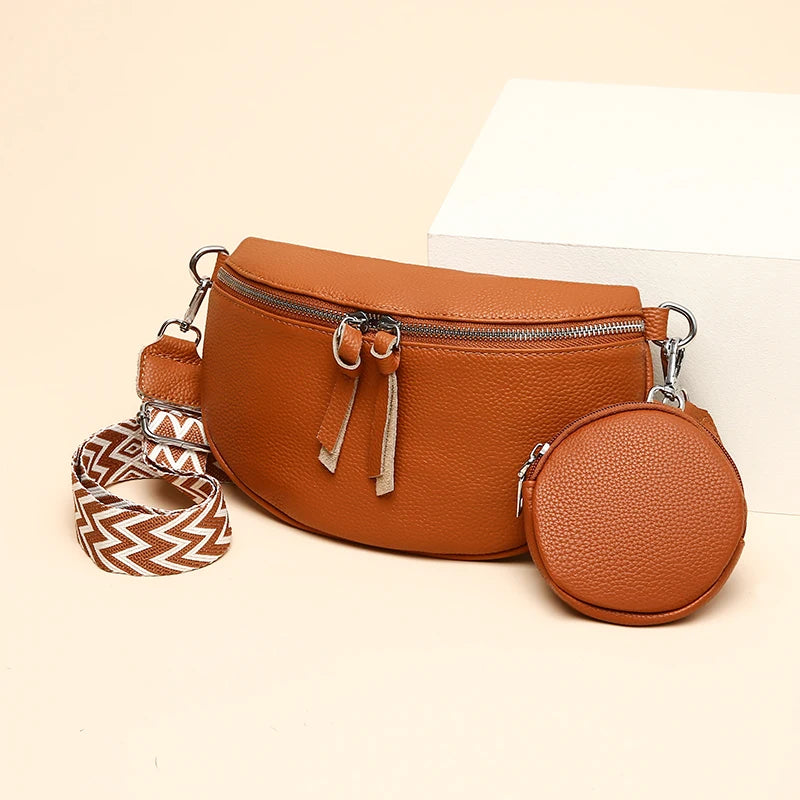 Soft Genuine Leather Saddle Crossbody | Casual Phone Pouch & Handbag Luxegan