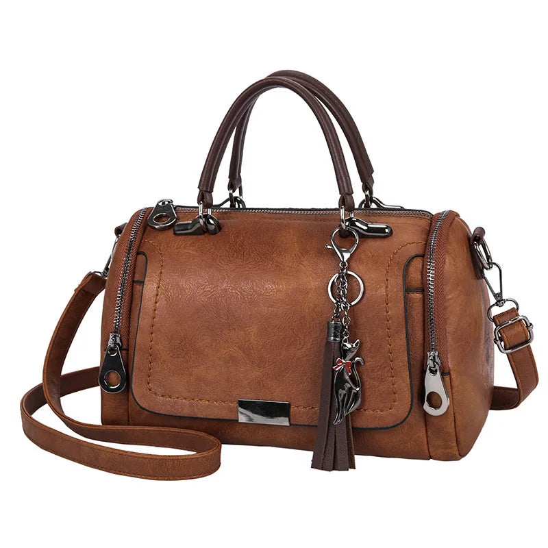 Large Capacity Women's Shoulder Bag | Fashion Zipper Crossbody Bag with Tassel Luxegan
