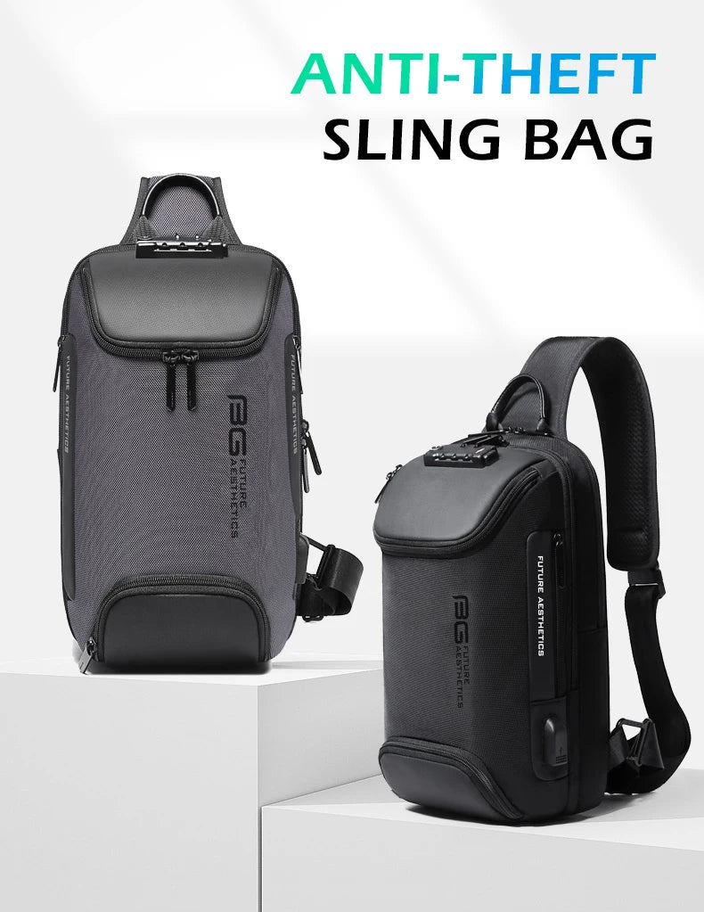 Bange Anti-Theft Multi-Functional Crossbody Bag | Sophisticated "Pillow Chest Bag" Silhouette | Premium Oxford USB Charging Messenger Bag for Men & Women | Famous Brand Model BG-7082 Versatile Essential for Short Trip Commuting Luxegan