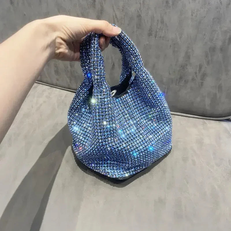 Shiny Crystal Clutch Purse Bucket Shoulder Bag Rhinestone Handmade Purses and Handbags | Luxury - view 3